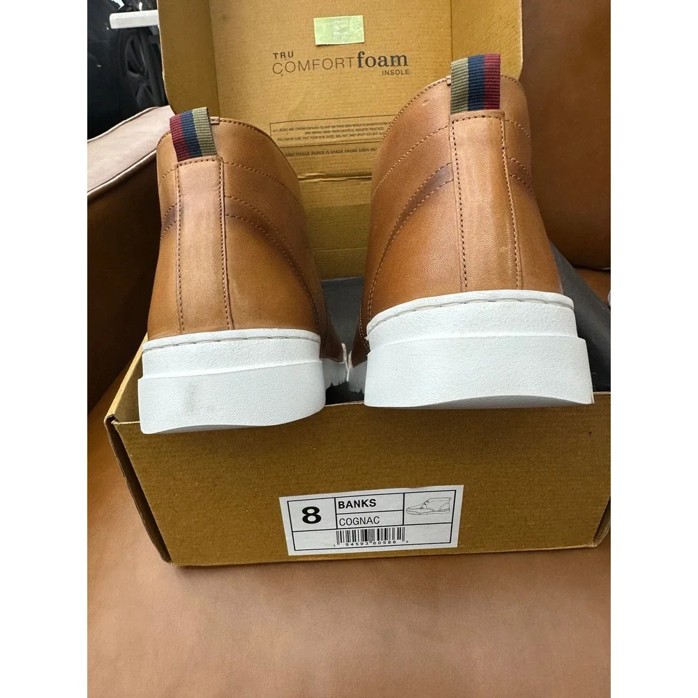 Thomas & Vine Banks Chukka‎ Boots Mens 8 Cognac Excellent Leather Sneaker Sole